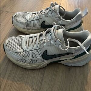 Nike White and Green Athletic Shoes